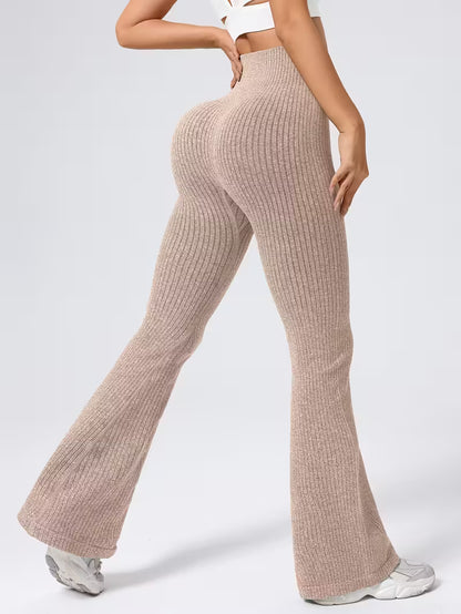 Ribbede sømløse flare leggings