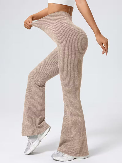 Ribbede sømløse flare leggings