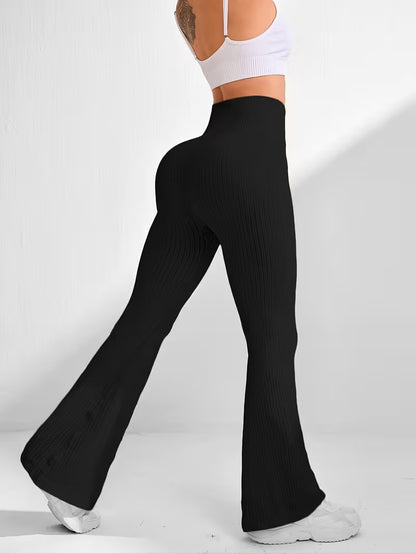 Ribbede sømløse flare leggings