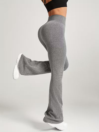 Ribbede sømløse flare leggings