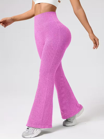 Ribbede sømløse flare leggings