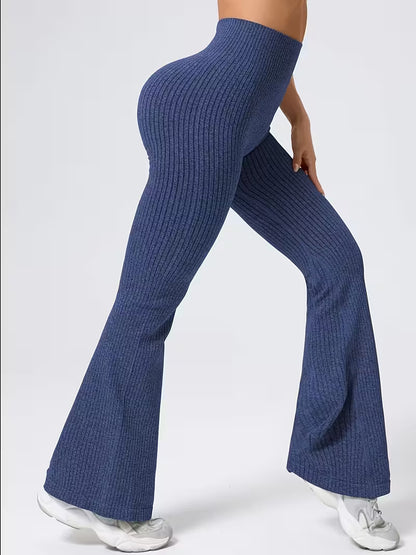 Ribbede sømløse flare leggings