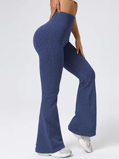 Ribbede sømløse flare leggings