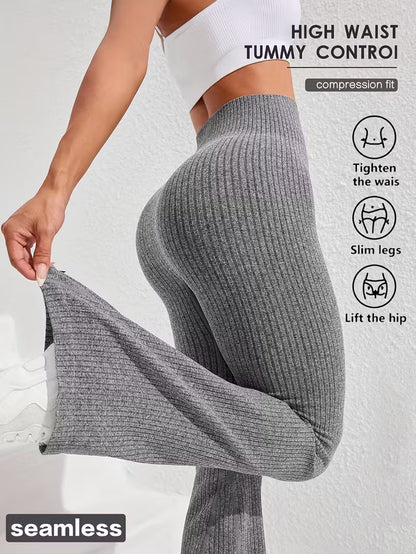 Ribbede sømløse flare leggings