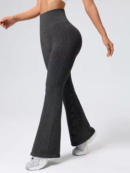 Ribbede sømløse flare leggings
