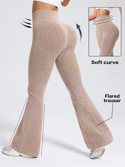 Ribbede sømløse flare leggings