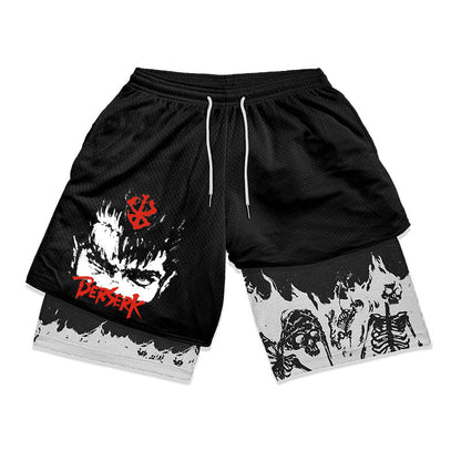 Anime Berserk 2 i 1 treningsshorts
