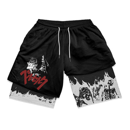 Anime Berserk 2 i 1 treningsshorts