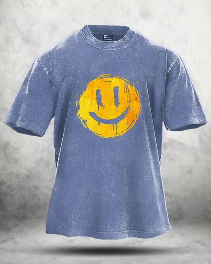 GLAD SMILEY VASKET T-SKJORTE