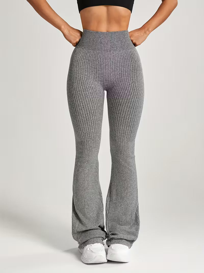 Ribbede sømløse flare leggings