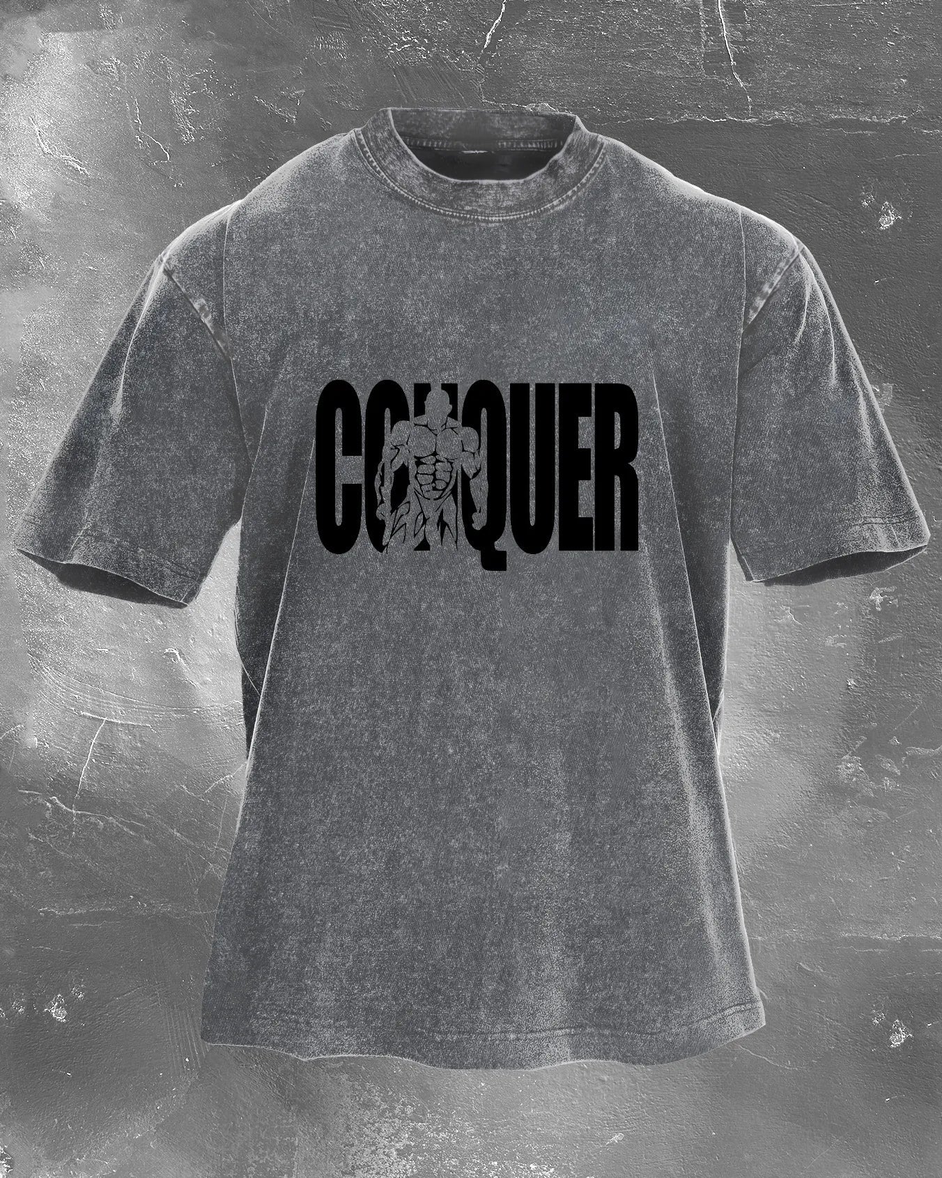 CONQUER MENNS VASKET T-SKJORTE - Gymfit