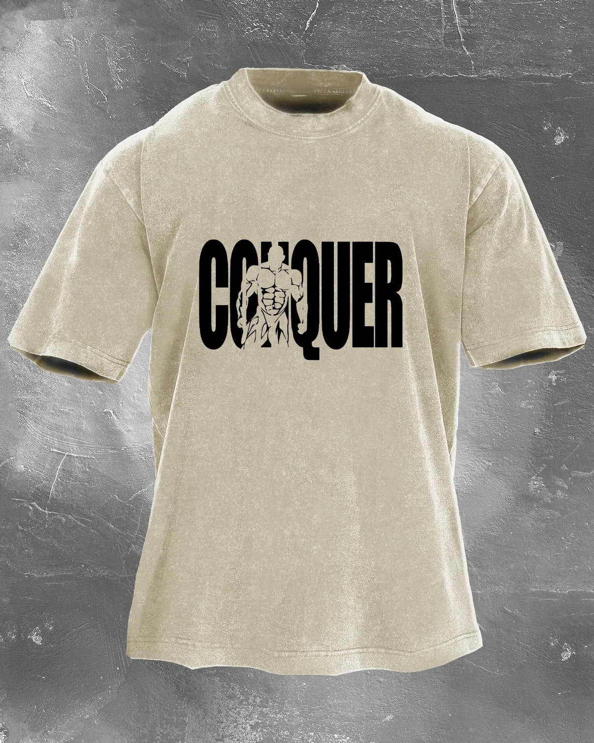 CONQUER Herre vasket T-skjorte - Gymfit