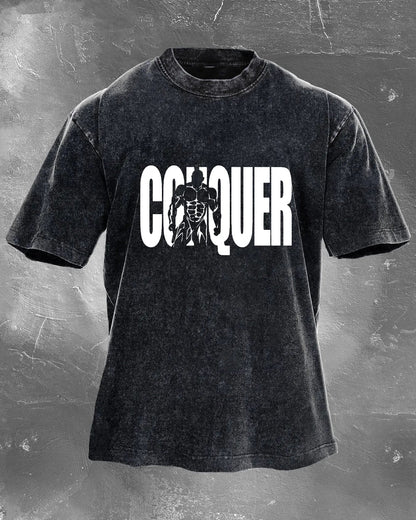 CONQUER MENNS VASKETE T-SKJORTE - Gymfit