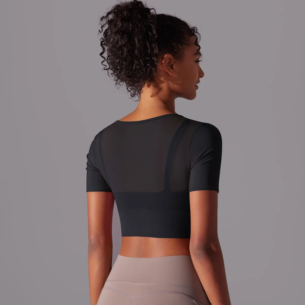 Crop mesh sporttopp - Gymfit