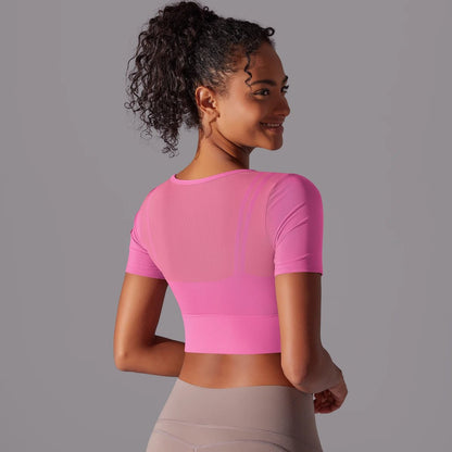 kort sports-topp i mesh - Gymfit