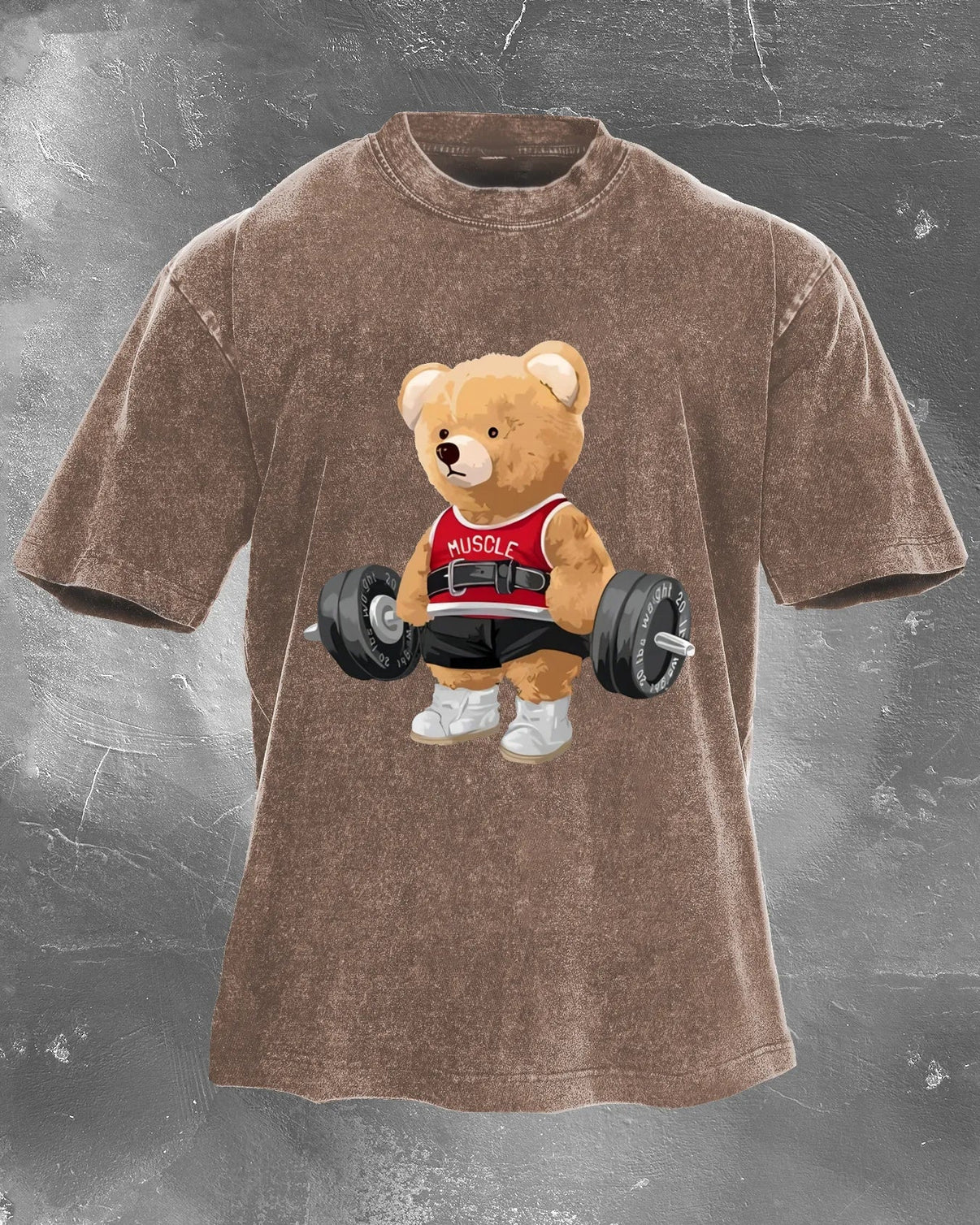 CUTE BJØRN SOM LØFTER HERRE VASKET T-SKJORTE - Gymfit
