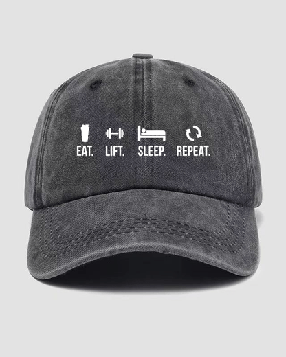 EAT LIFT SLEEP REPEAT Vasket caps - Gymfit