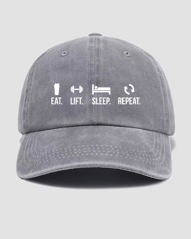 EAT LIFT SLEEP REPEAT Washed caps - Gymfit