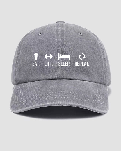 EAT LIFT SLEEP REPEAT Washed caps - Gymfit