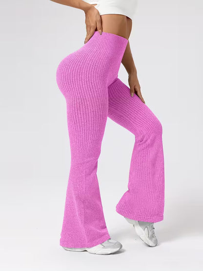 Ribbede sømløse flare leggings