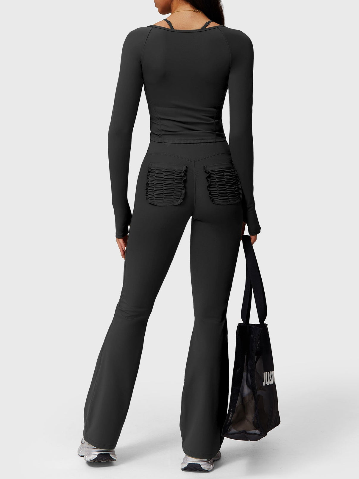 Elise leggings med rysjedetalj, lommer og utsving - Gymfit