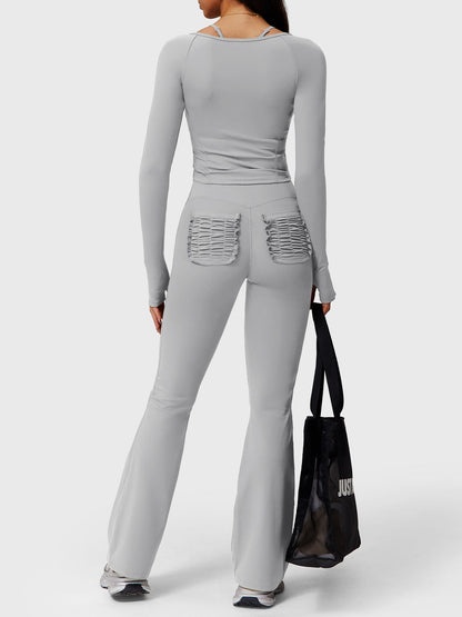 Elise leggings med volanglommer og utsving - Gymfit