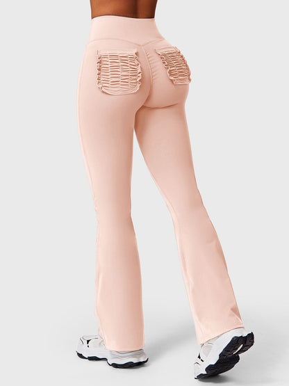 Elise leggings med rysjer, lommer og utsvingte ben - Gymfit