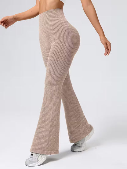 Ribbede sømløse flare leggings