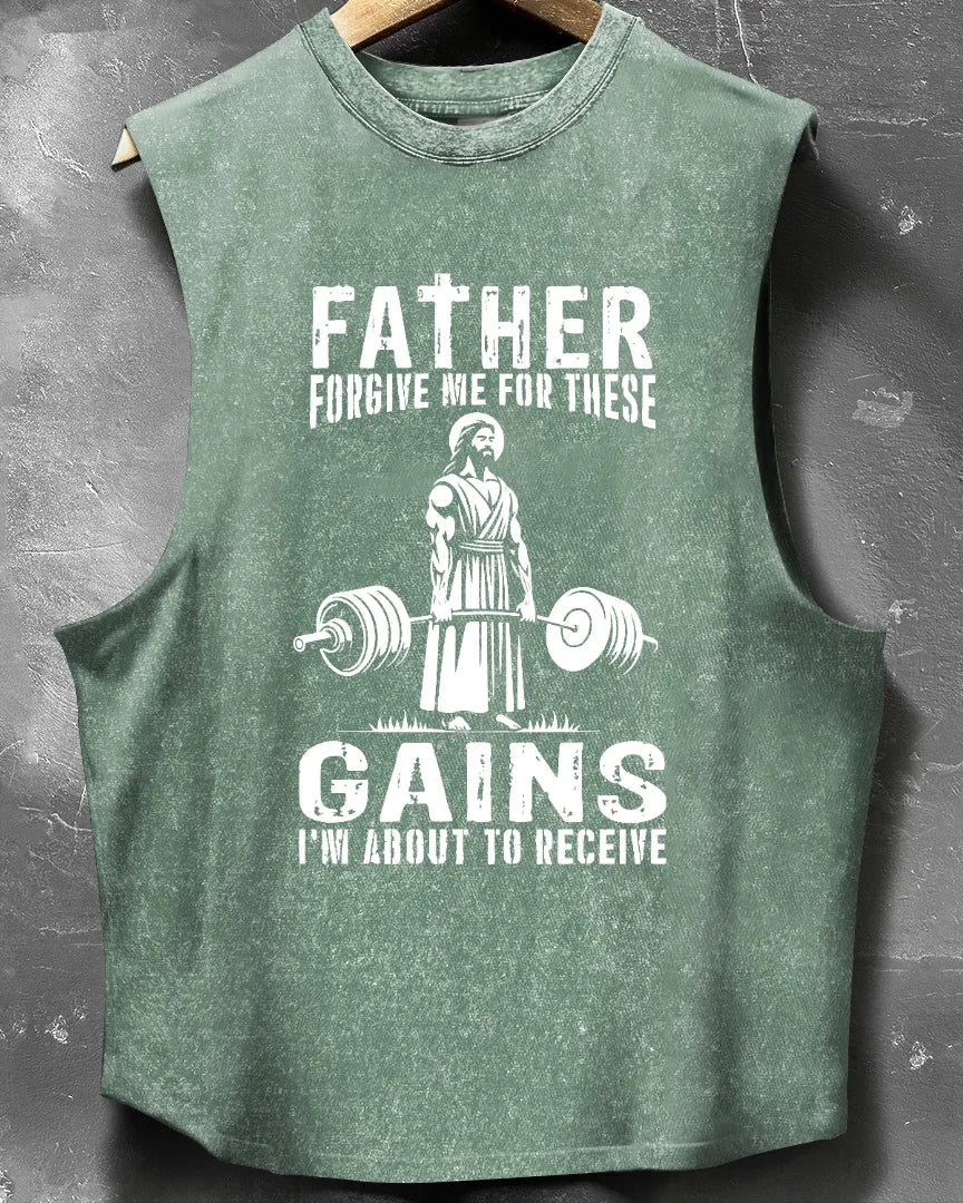 FATHER FORGIVE ME WASHED ERMELØS TANKTOPP - Gymfit