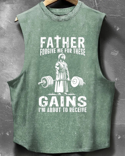 FATHER FORGIVE ME WASHED ERMELØS TANKTOPP - Gymfit
