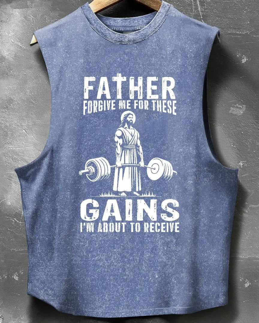 FATHER FORGIVE ME VASKET ERMELØS TANKTOPP - Gymfit
