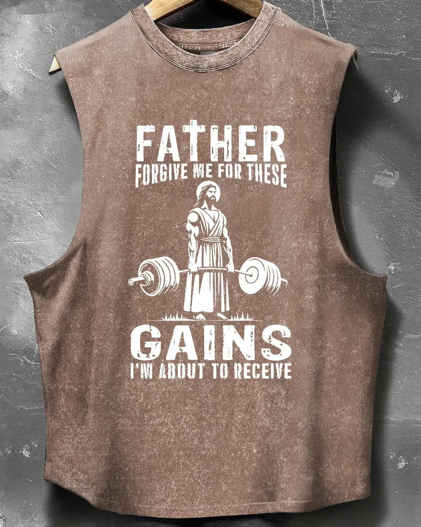 FATHER FORGIVE ME vasket ermeløs tanktop - Gymfit
