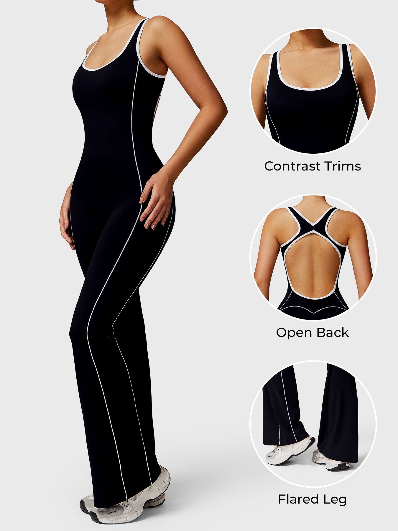 Gymfit Antonia kontrastfarget utsvingt jumpsuit - Gymfit