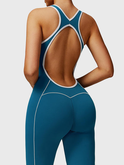 Gymfit Antonia kontrastfarget jumpsuit med utsvingte ben - Gymfit
