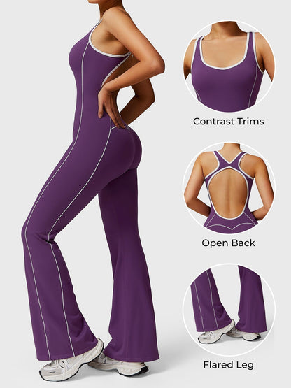 Gymfit Antonia kontrastfarget jumpsuit med utsvingte ben - Gymfit