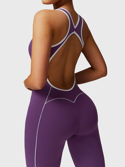 Gymfit Antonia kontrastfarget jumpsuit med utsvingte ben - Gymfit