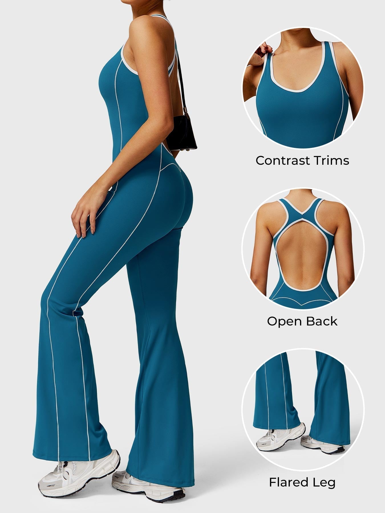 Gymfit Antonia jumpsuit med kontrast og utsvingte ben - Gymfit