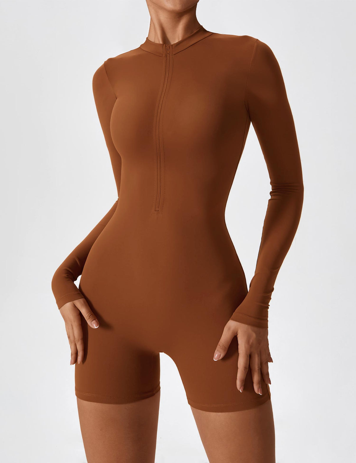 Gymfit jumpsuit med lange ermer og glidelås - Gymfit