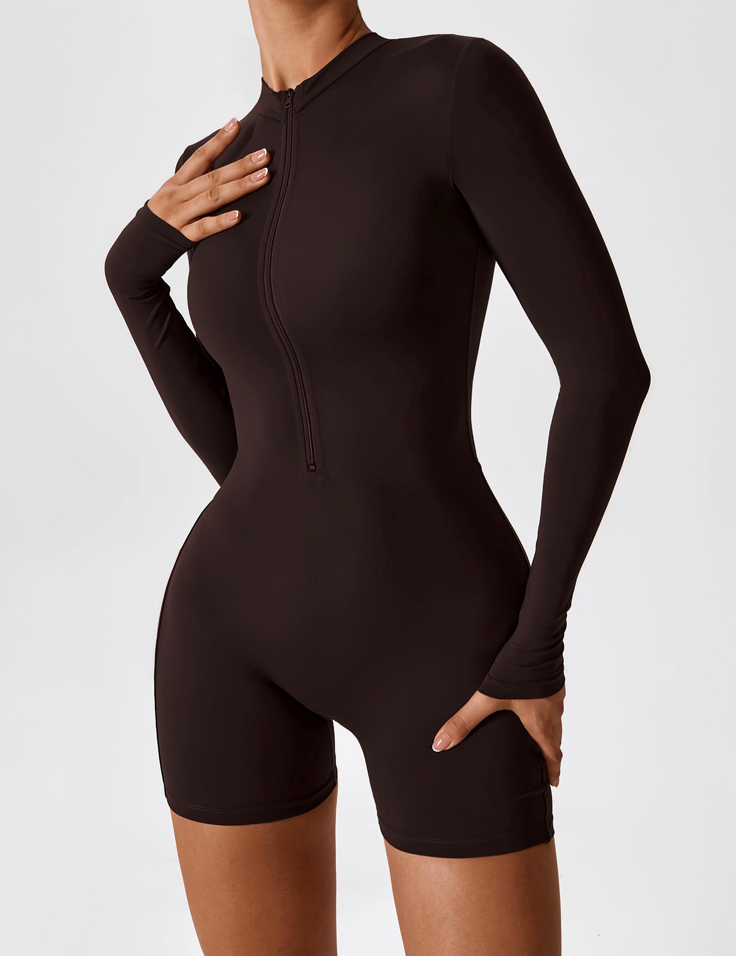 Gymfit jumpsuit med lang arm og glidelås - Gymfit