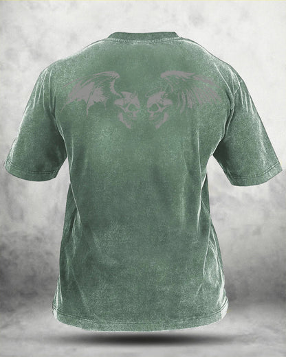 GYMFIT SKUL WING WASHED T - SHIRT - Gymfit