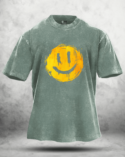 HAPPY SMILEY VASKET T-SKJORTE - Gymfit
