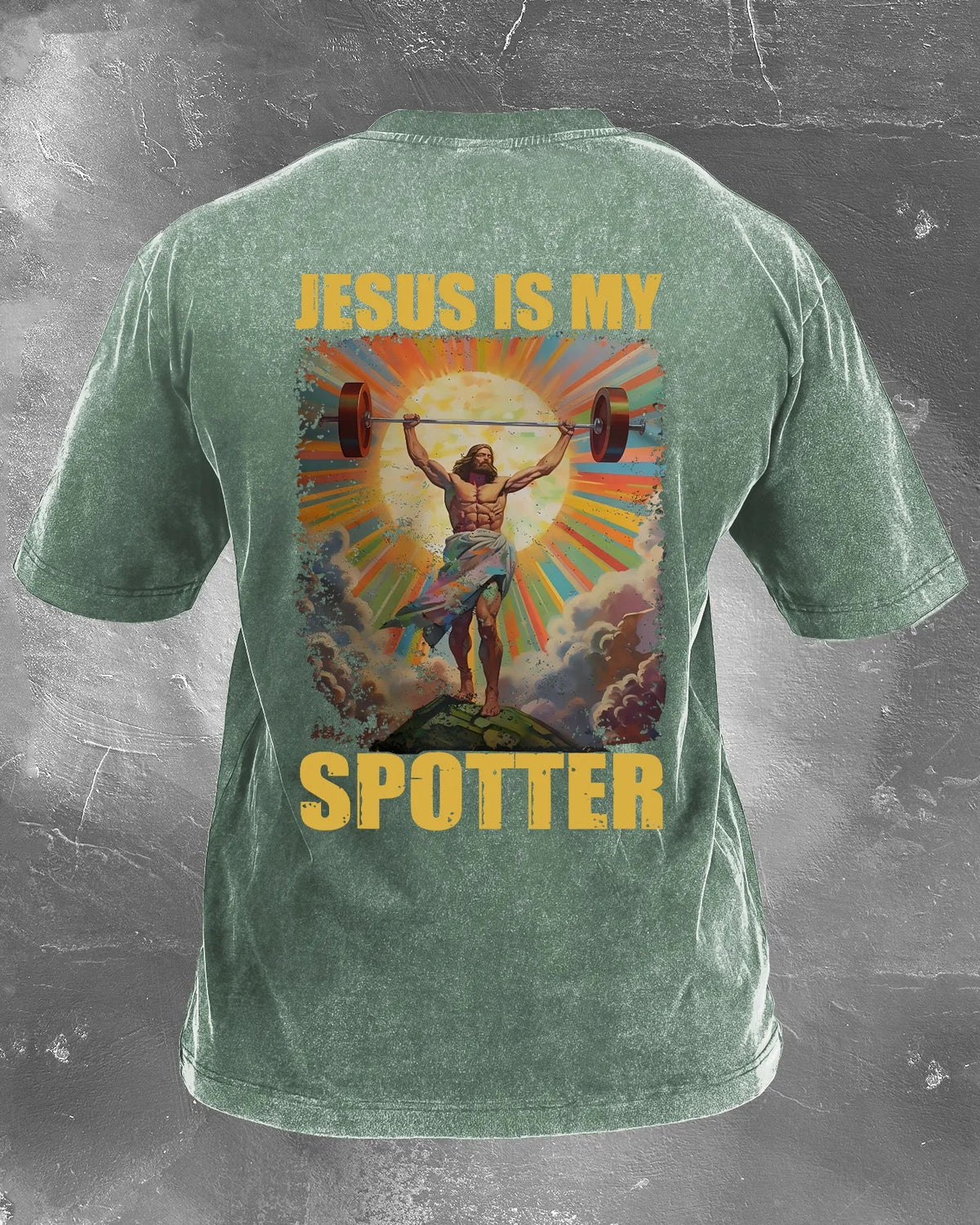 JESUS ER MIN SPOTTER VASKET T-SKJORTE - Gymfit