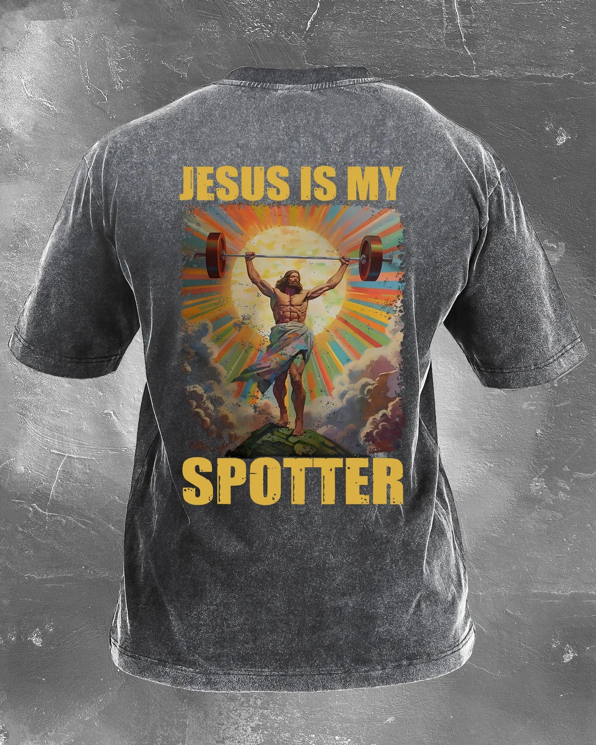 JESUS ER MIN SPOTTER VASKET T-SKJORTE - Gymfit