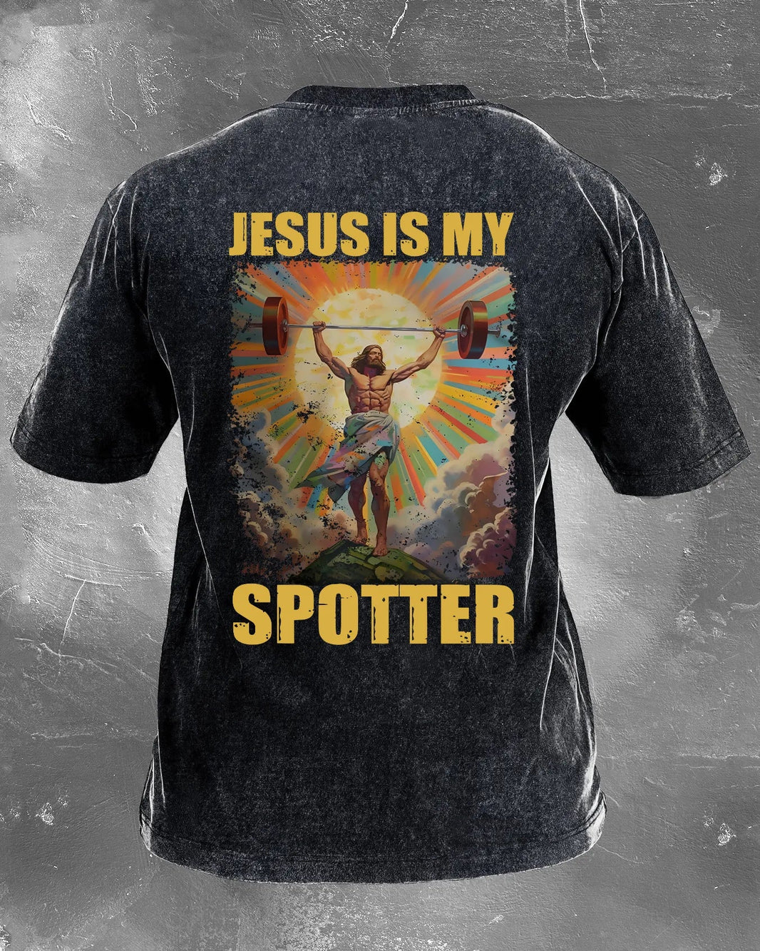 JESUS ER MIN SPOTTER VASKET T-SKJORTE - Gymfit