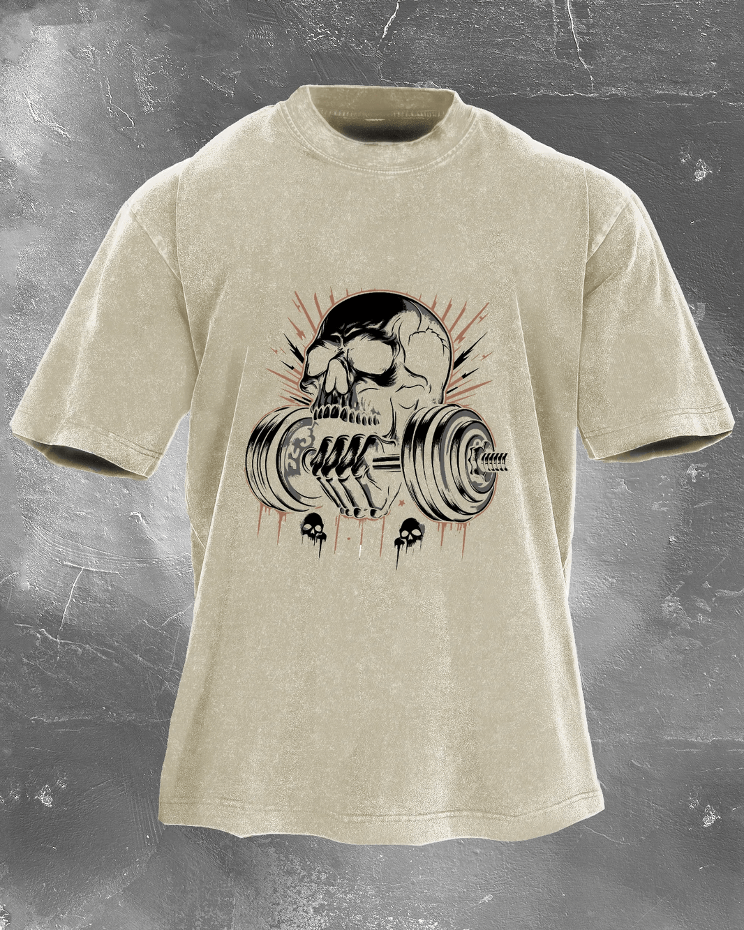 LØFTING SKULL VASKET T-SKJORTE - Gymfit