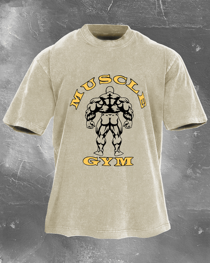 alt
Muscle Gym T-skjorte for menn i vasket stil - Gymfit