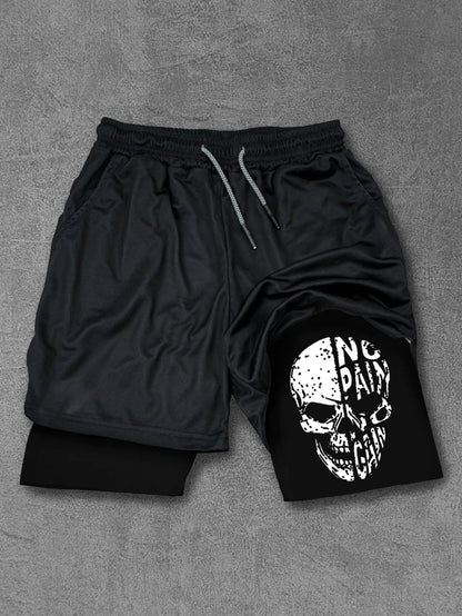No pain No gain Skull Performance treningsshorts - Gymfit