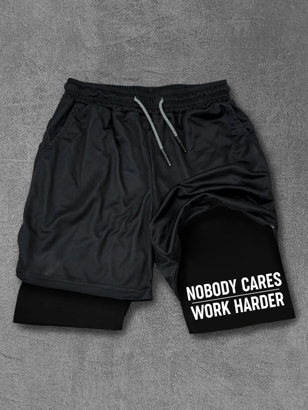 ingen bryr seg, jobb hardere Treningsshorts for ytelse - Gymfit