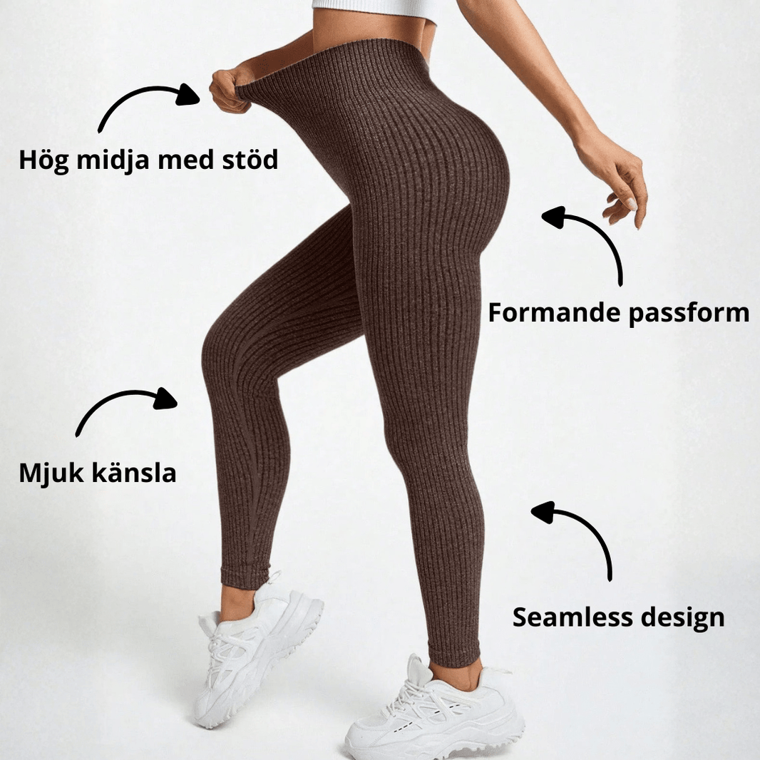 Ribbestrikkede sømløse leggings - Gymfit