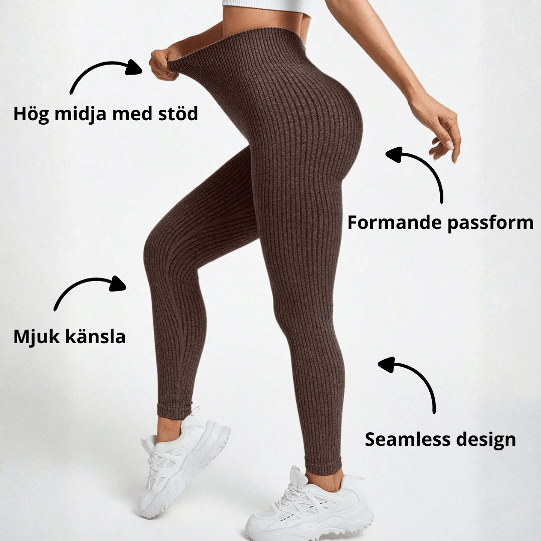 Ribbestrikkede sømløse leggings - Gymfit